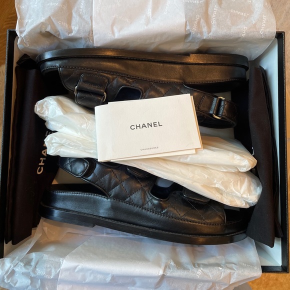 Chanel Dad sandals, leather, size 37 *AUTHENTIC* - Picture 2 of 7